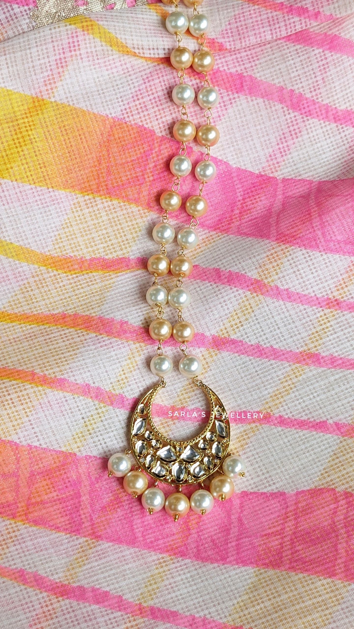 Kundan long beads necklace