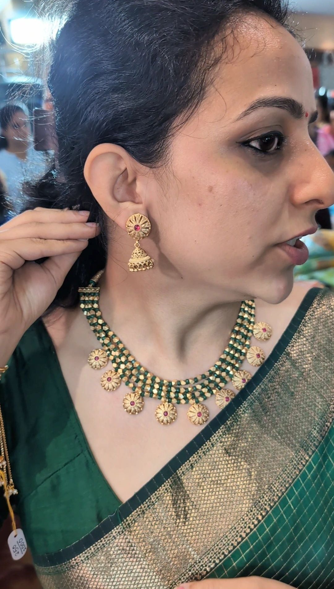 short green coin necklace
