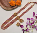 Long necklace Gold Forming pendant and earrings