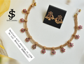 Gold forming Floral ruby necklace set