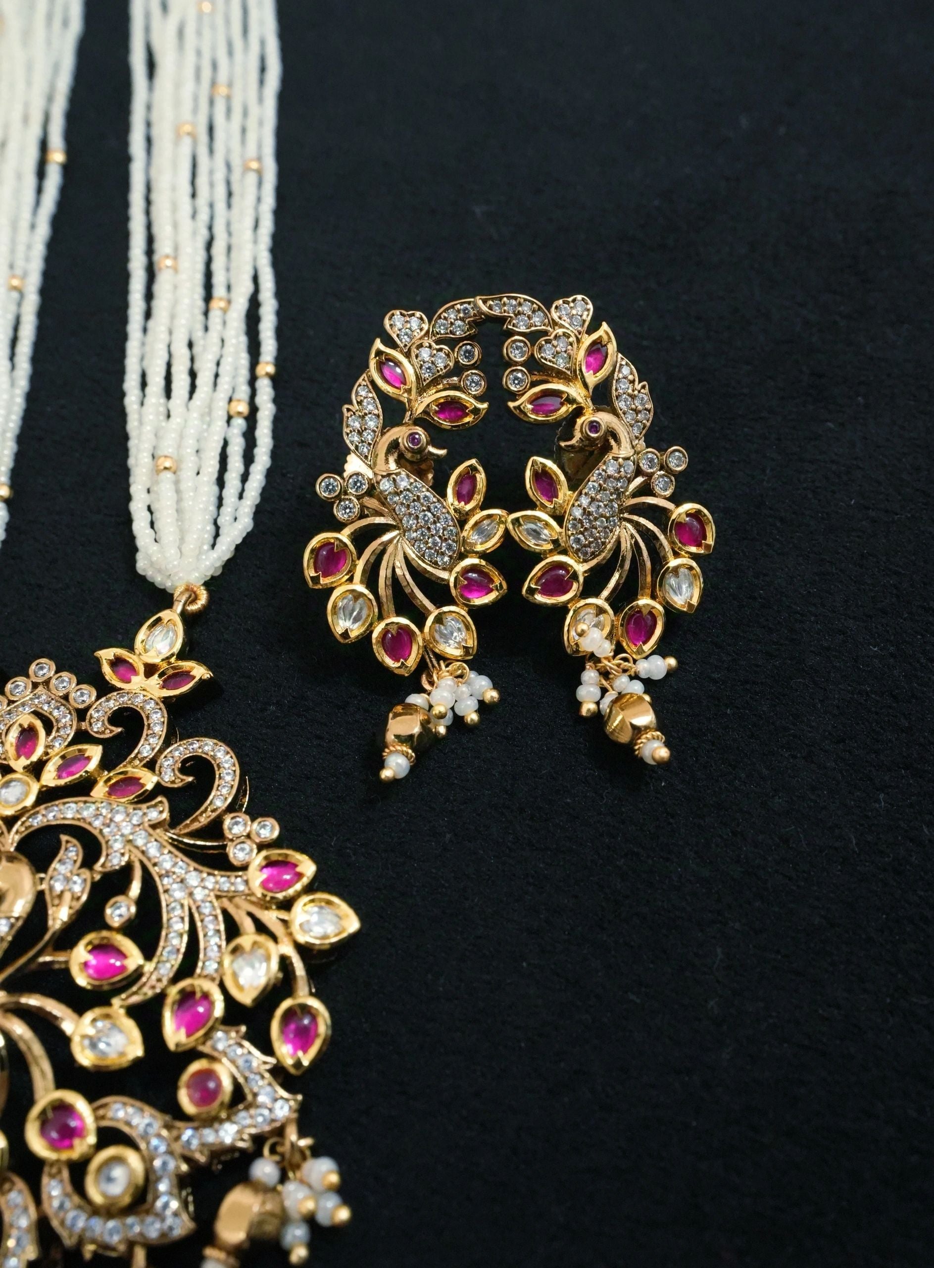 AD peacock Necklace with earrings