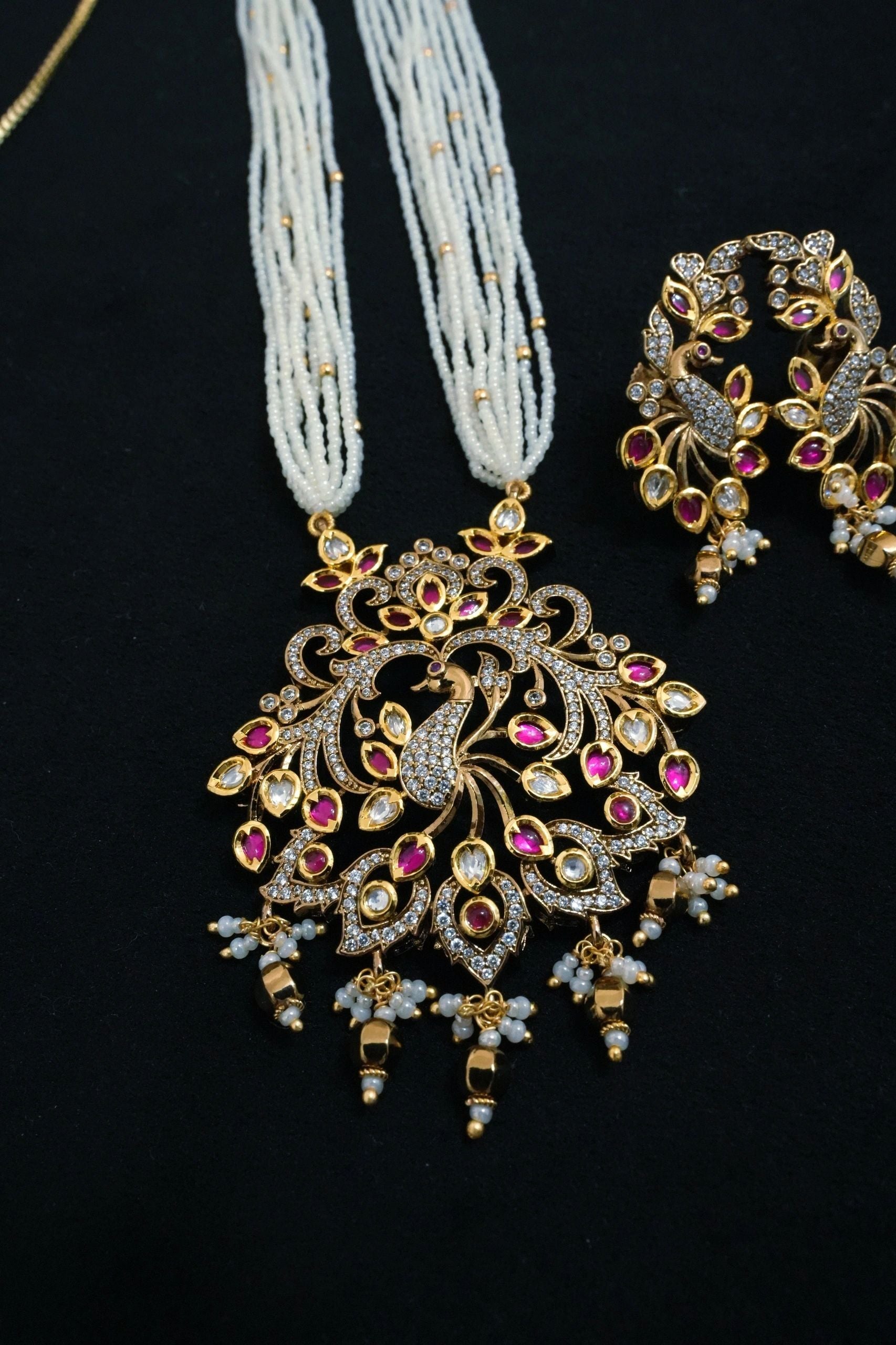 AD peacock Necklace with earrings