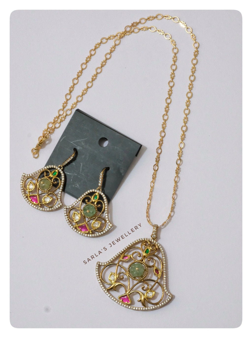 22ct Gold Plated semi precious stone Necklace set
