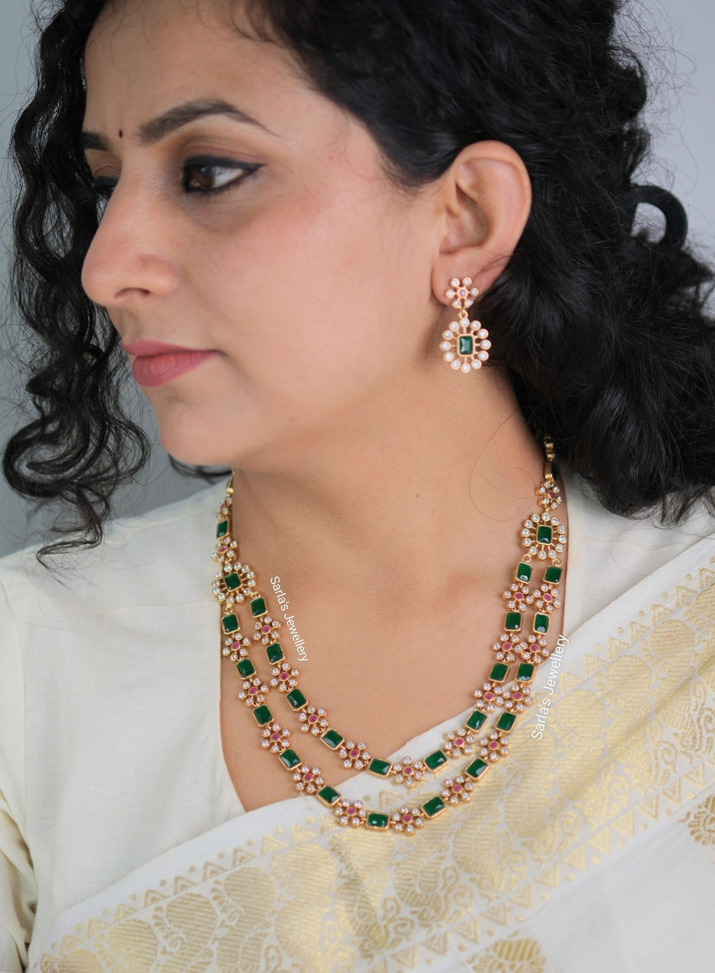 Green 2 layer necklace set