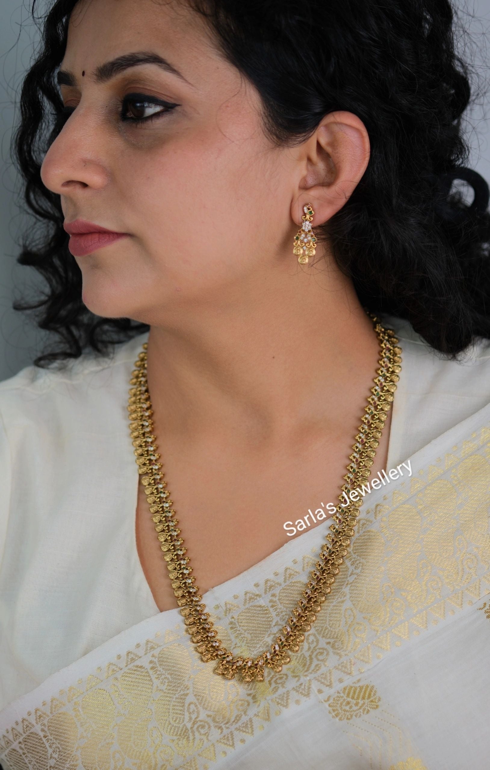 Long Necklace set with peacock design