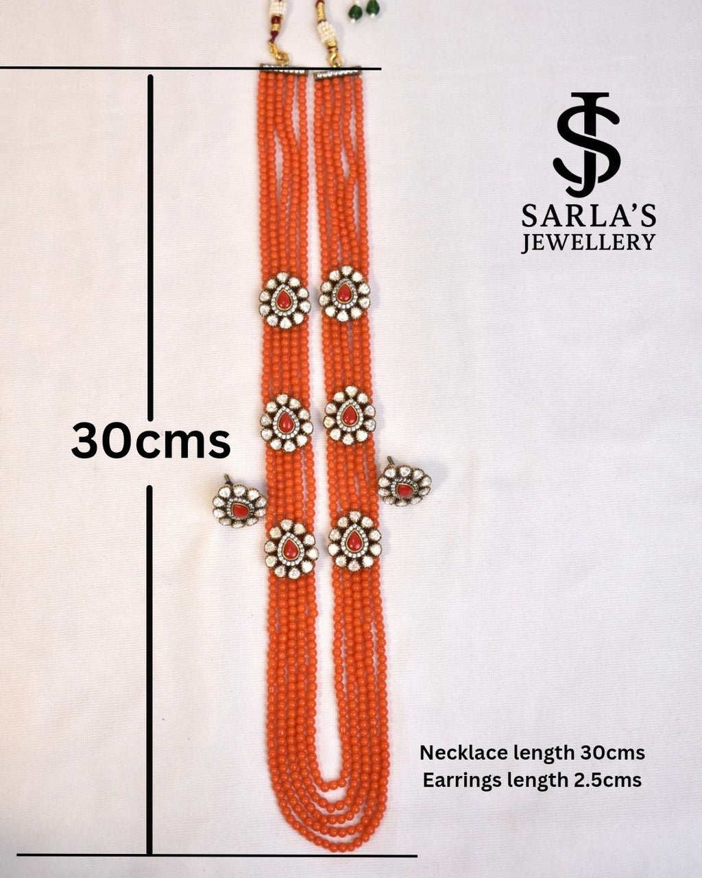 Coral and Victorian style long Layered necklace