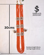 Coral and Victorian style long Layered necklace