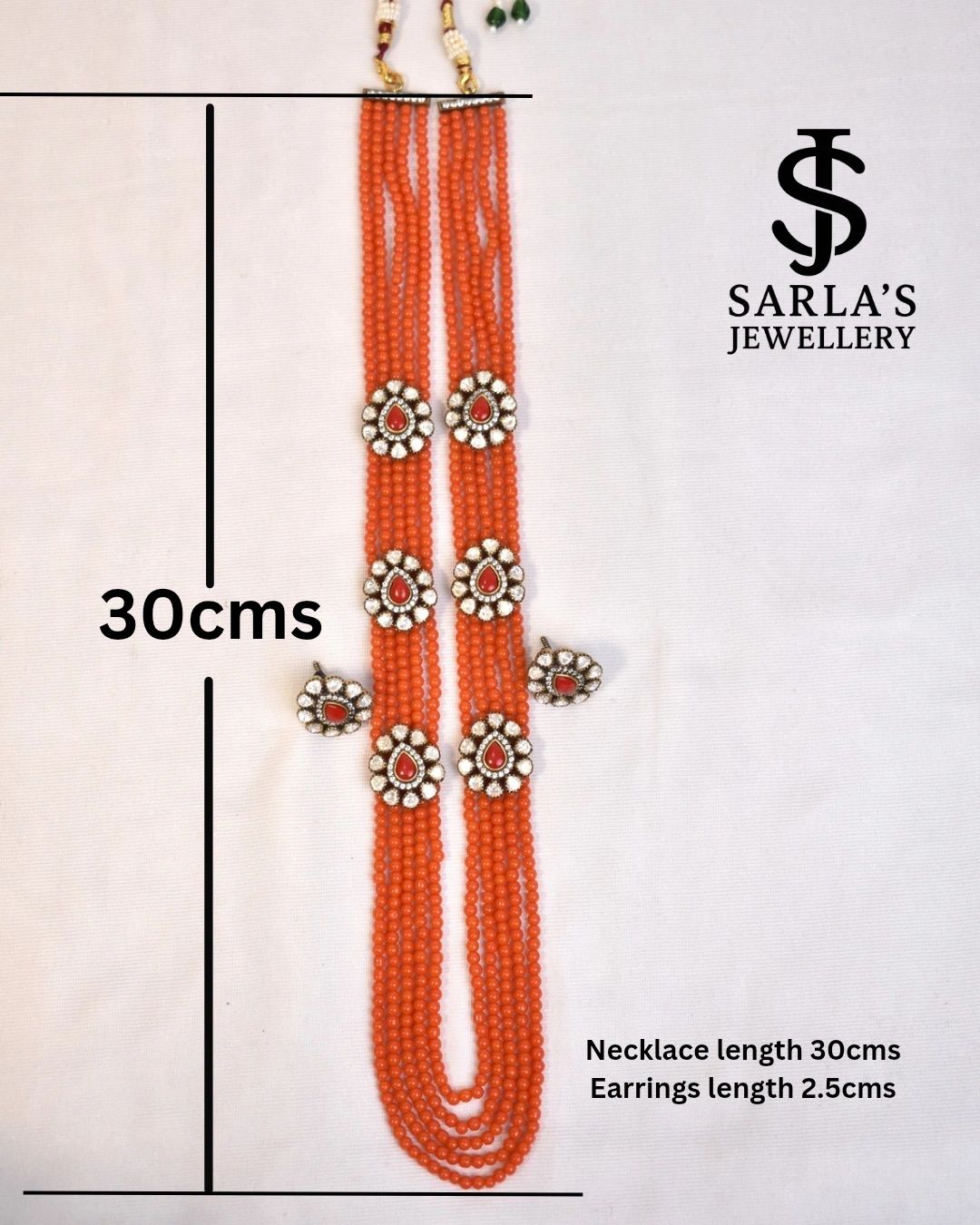 Coral and Victorian style long Layered necklace