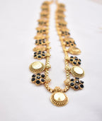 Long Coin necklace with earrings (Black)