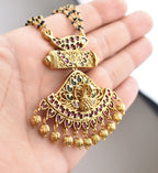 Gold plated Peacock set with multilayer crystal bead mala