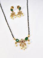 18" green floral mangalsutra set