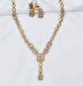 Pink Zirconia AD stones necklace with earrings