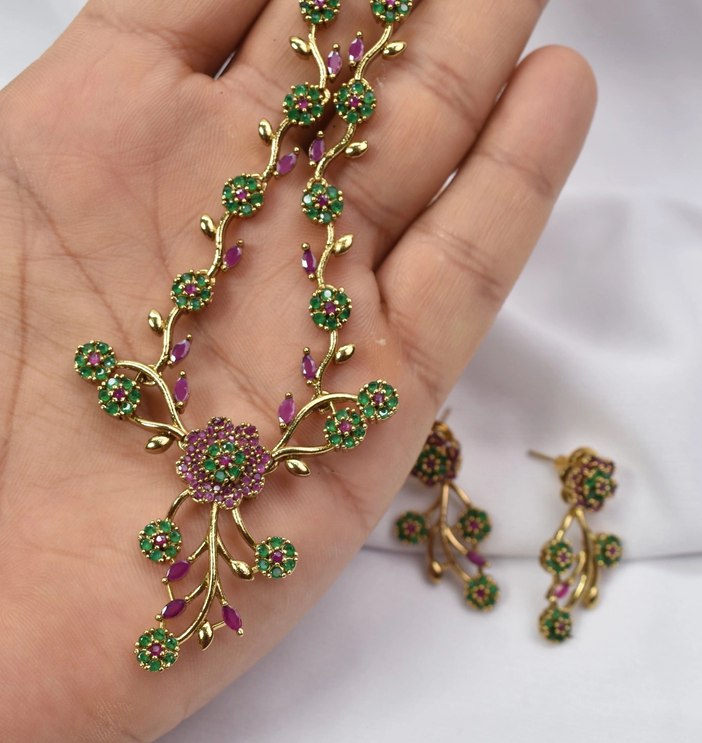 Multicolored AD necklace set premium quality