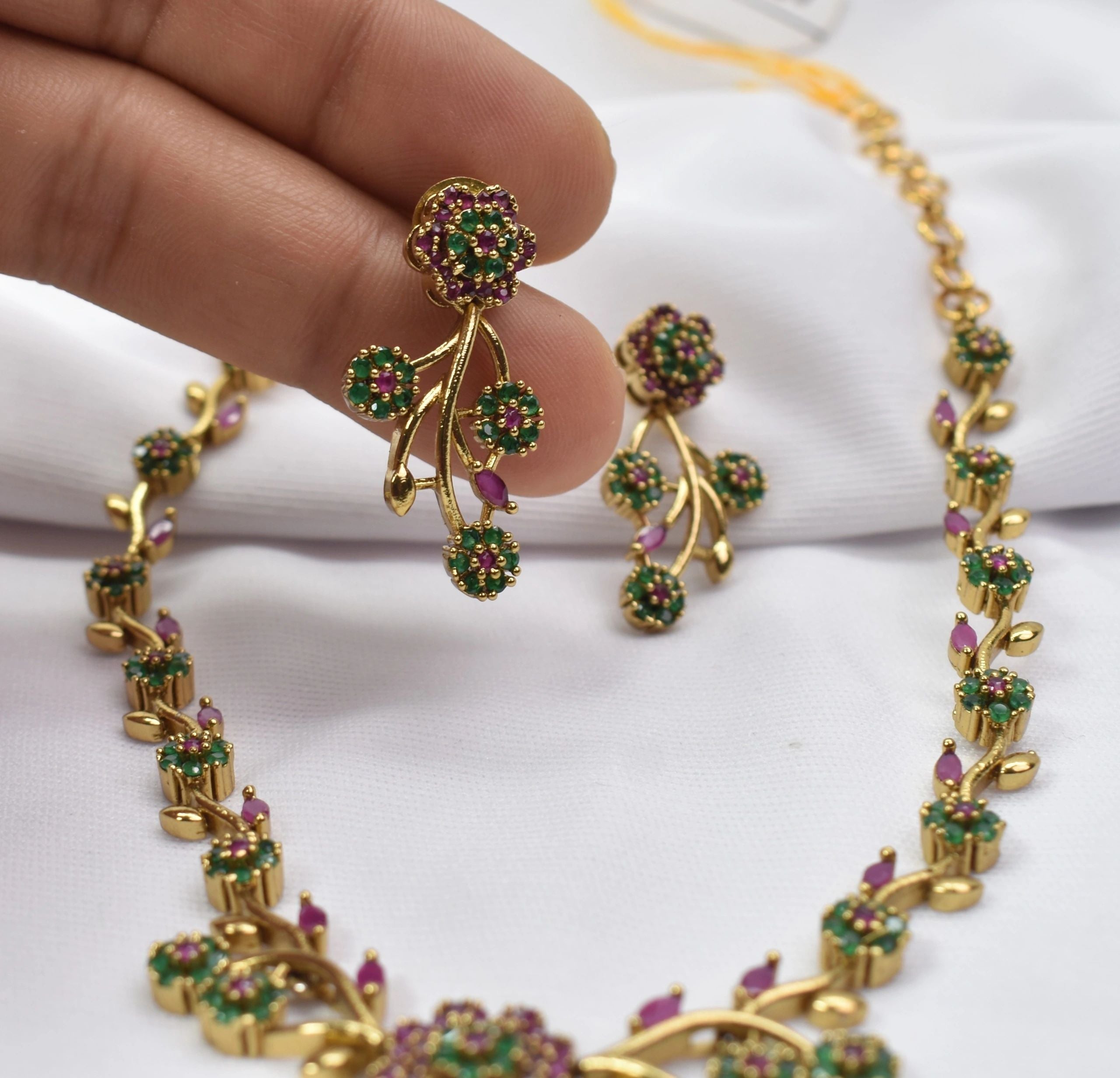 Multicolored AD necklace set premium quality