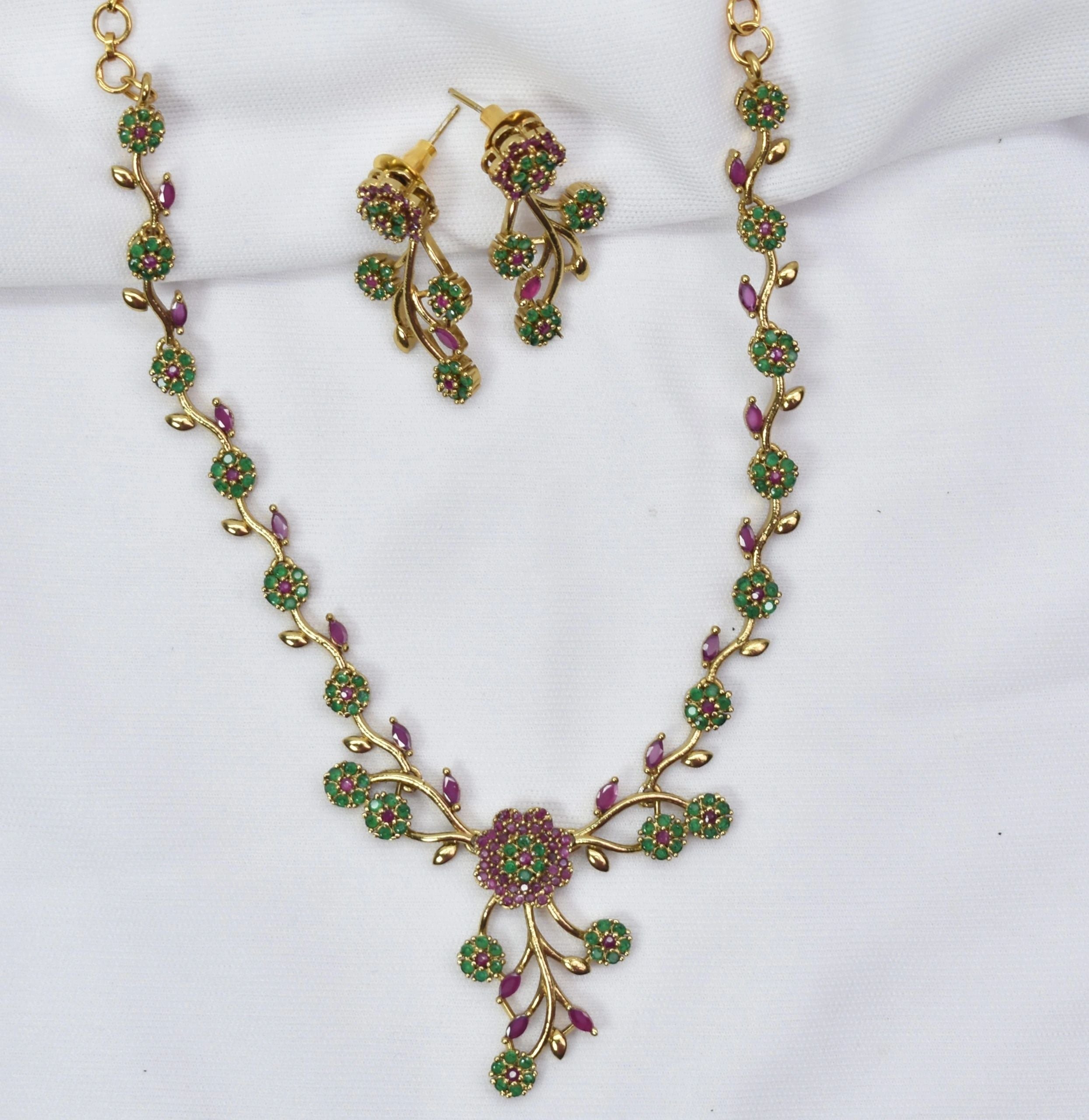 Multicolored AD necklace set premium quality