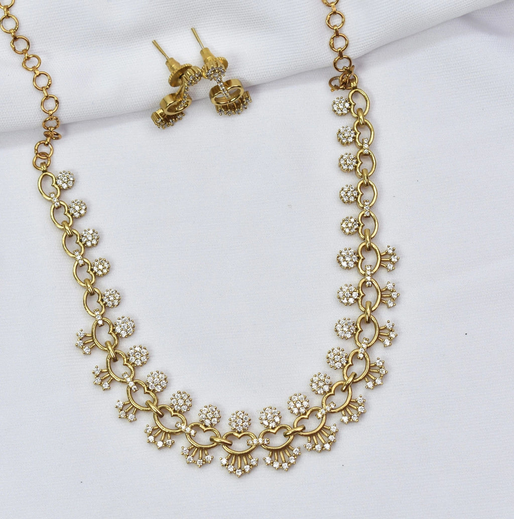 AD gold plated floral necklace set