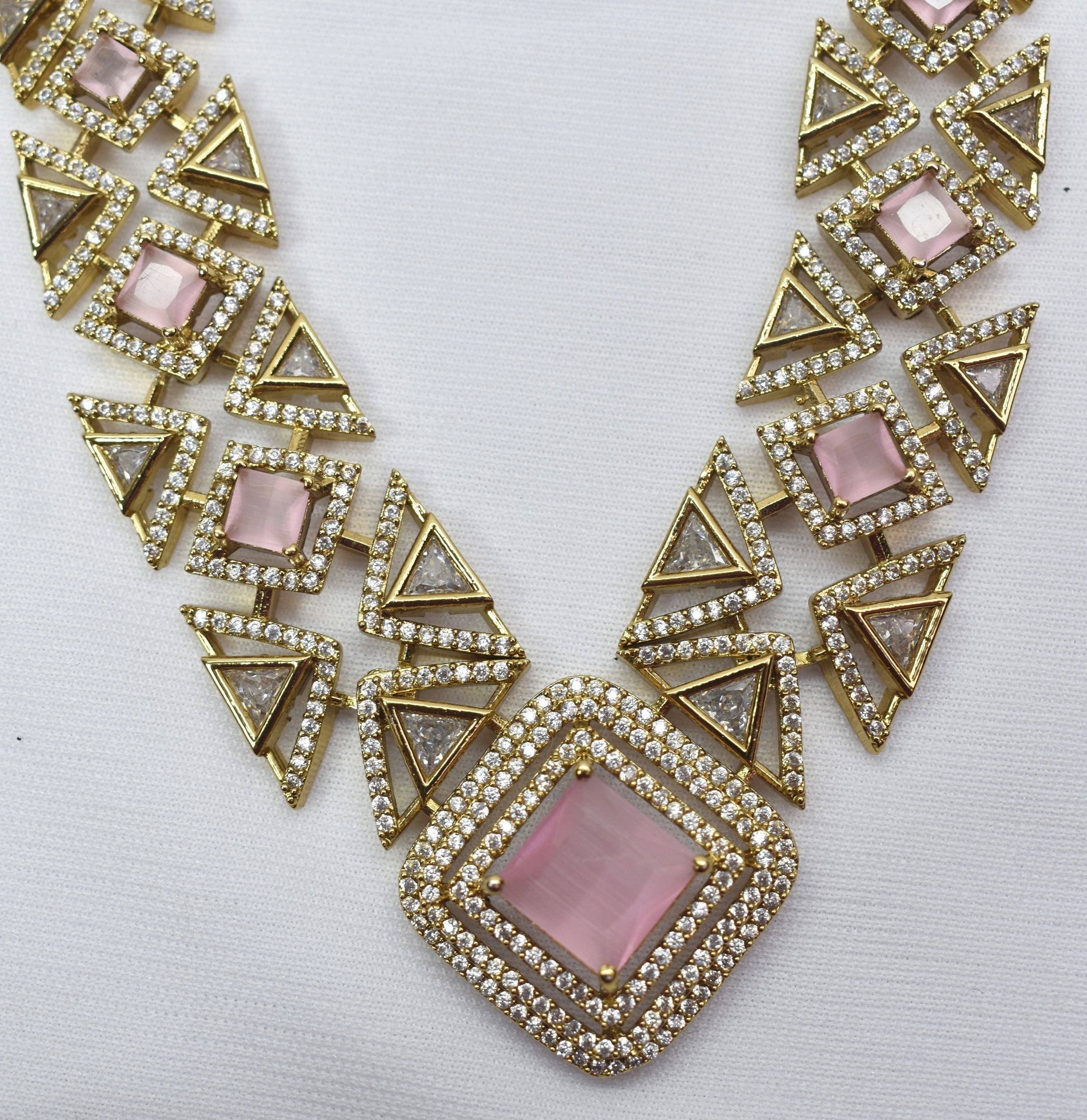 Pink Zirconia AD necklace premium set