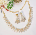Princess cut AD stones necklace gold plated