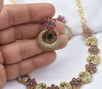 AD floral Peacock necklace with earrings