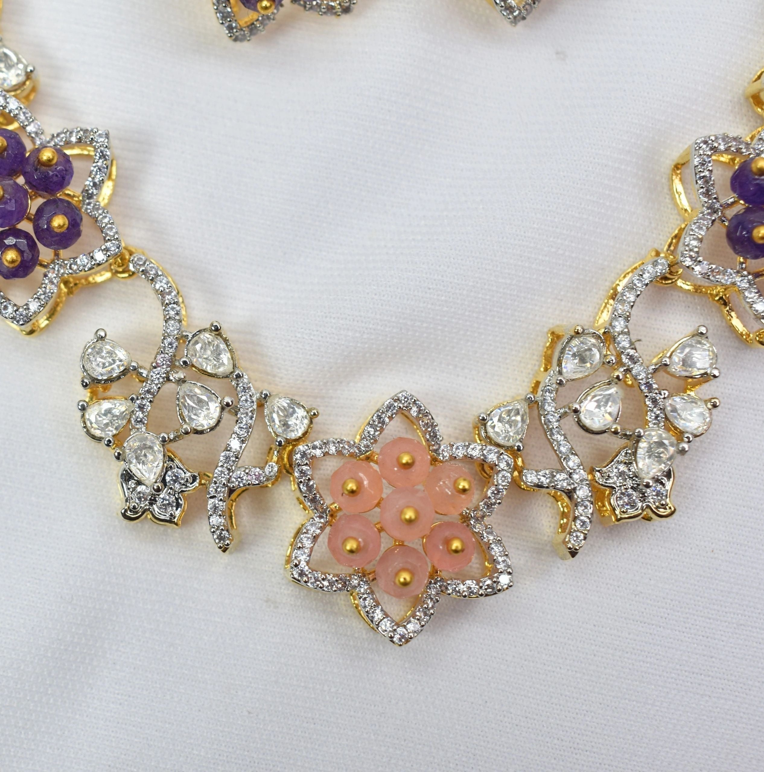 Trendy AD necklace set with earrings