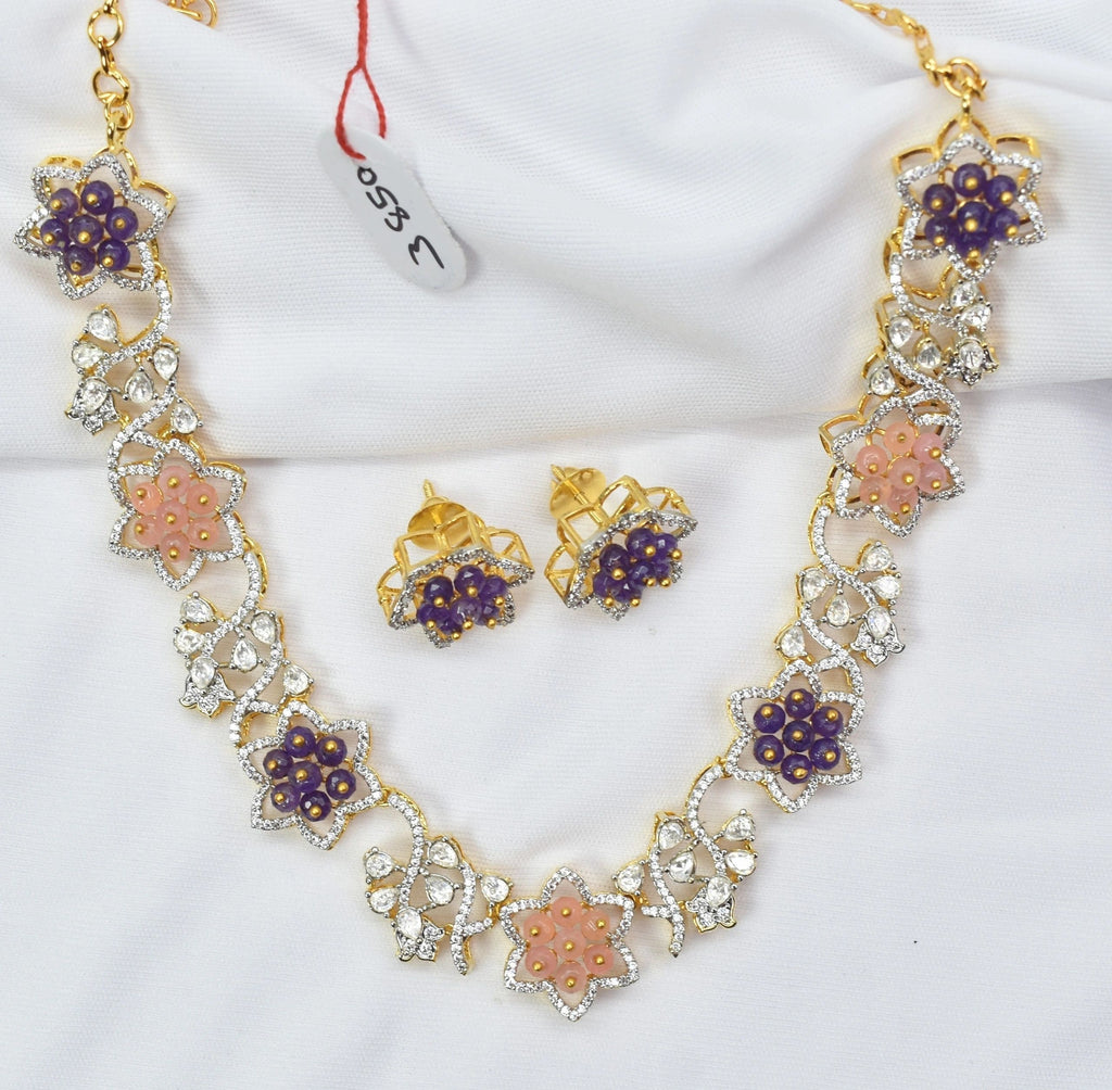 Trendy AD necklace set with earrings