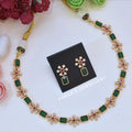Phulkari 3.1 Green Stone Necklace set with earrings