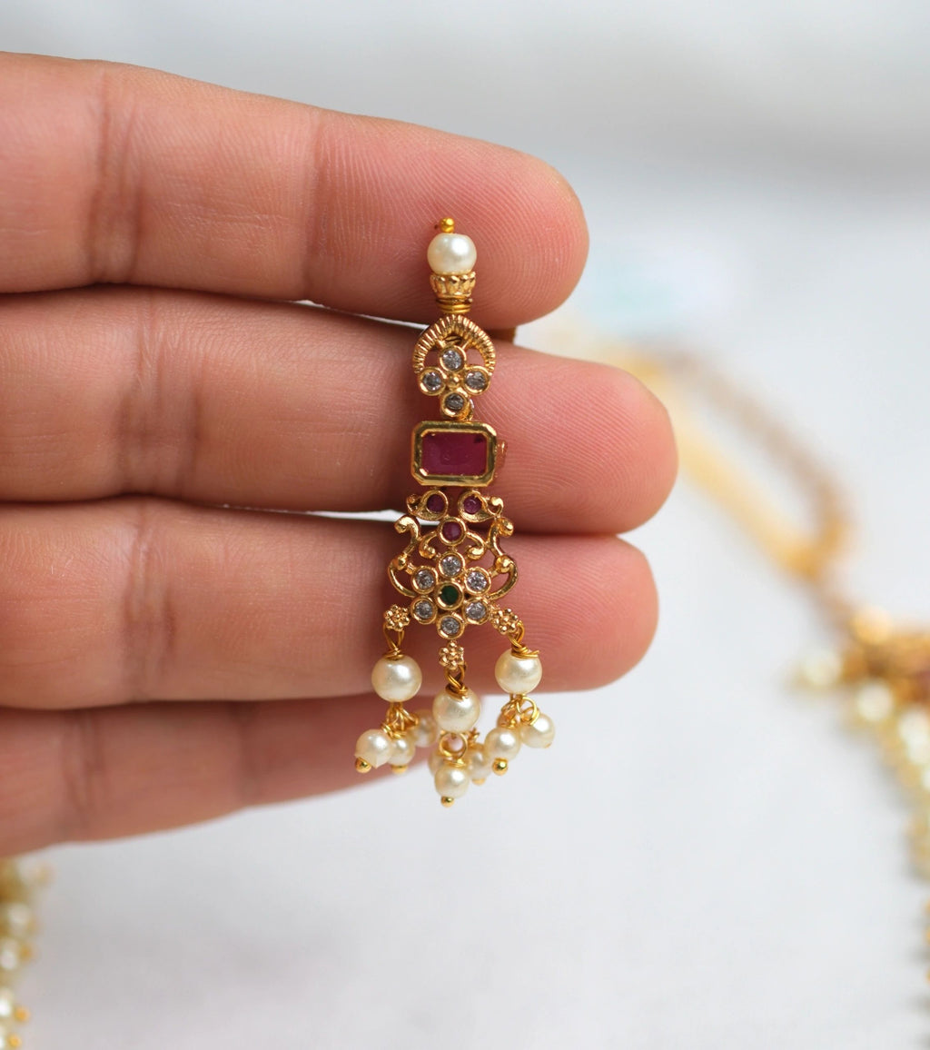 Pearl Grand Long necklace with earrings