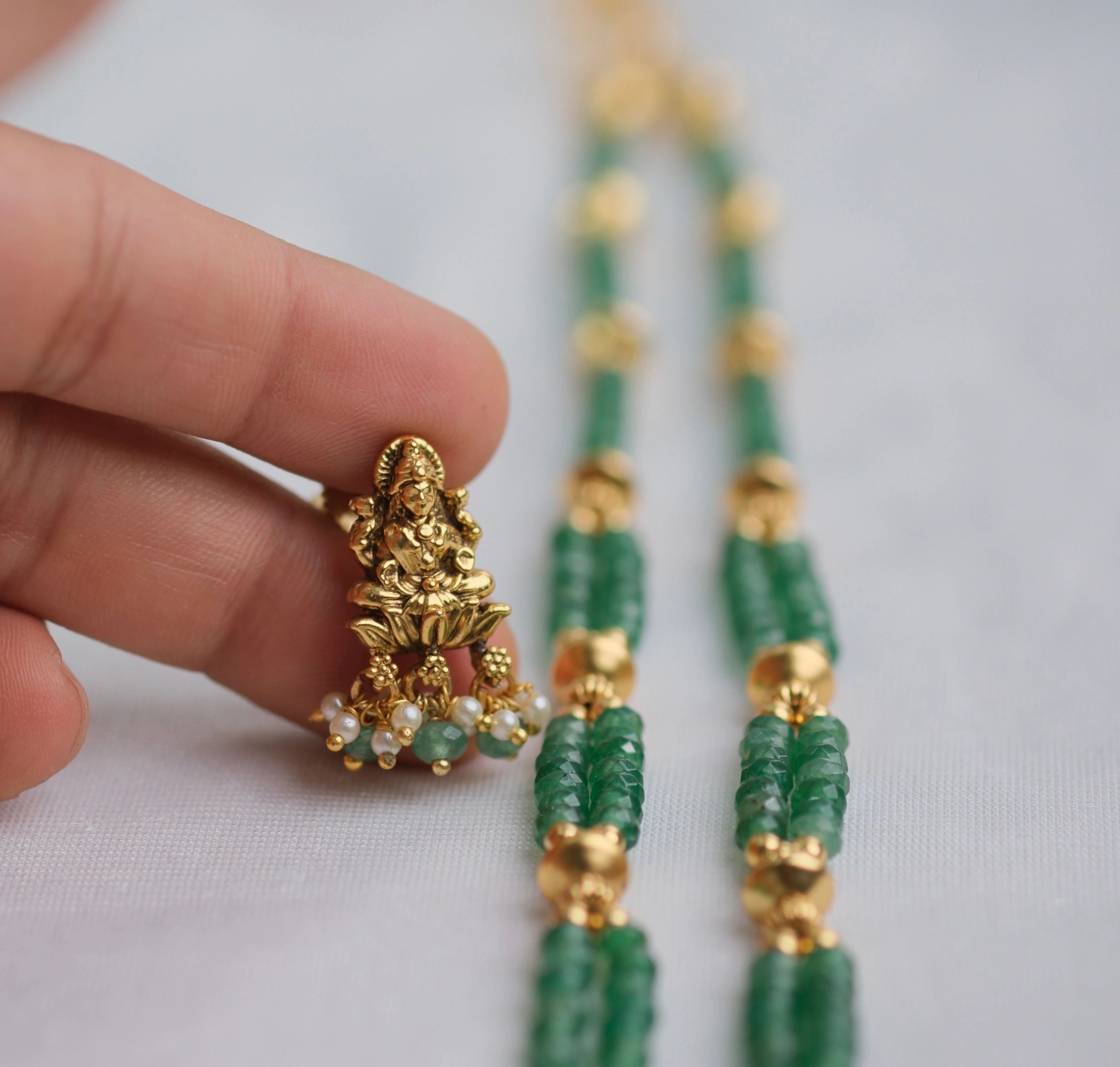 Long Lakshmi Necklace set with earrings