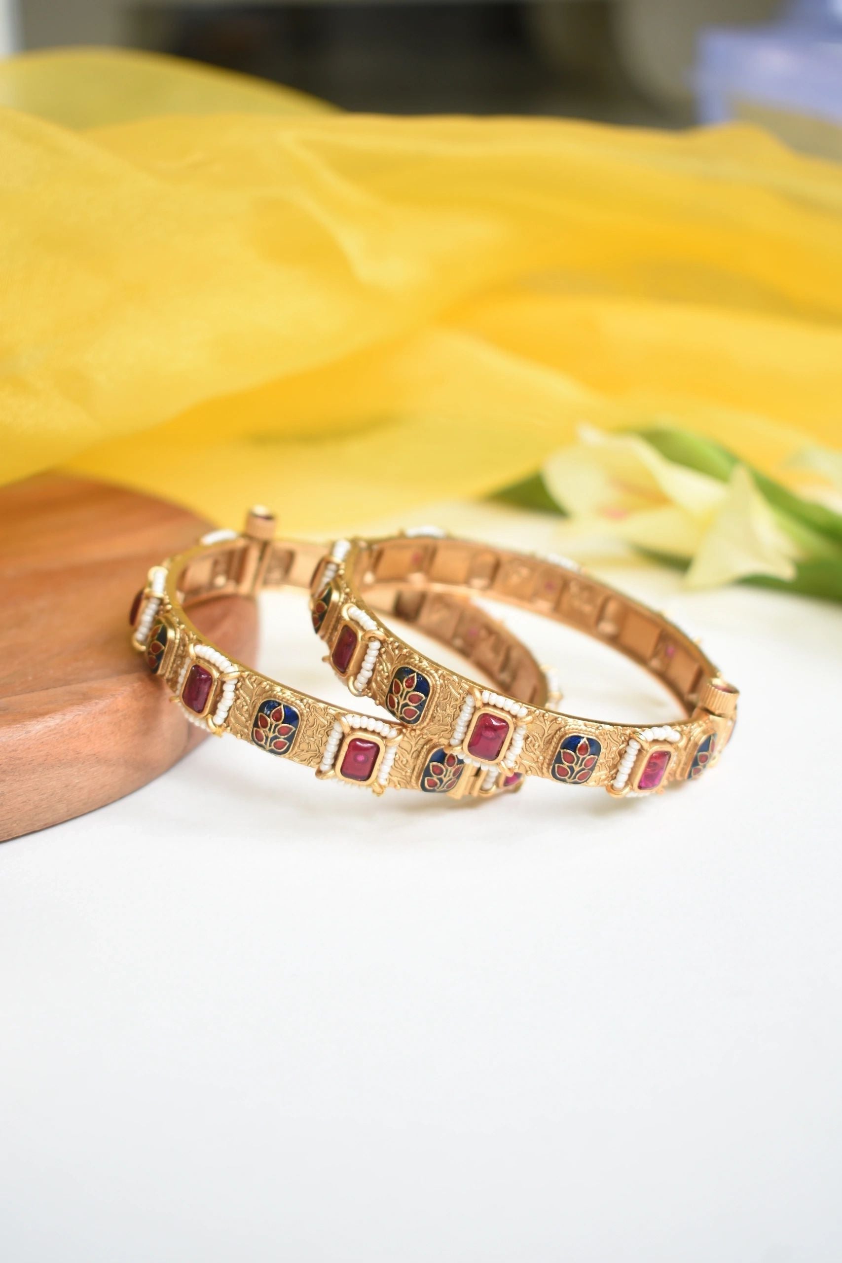 Meena Work Gold plated Banglee Openable