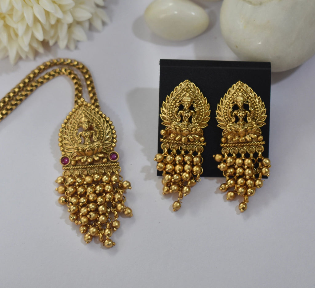Gold plated Laxmi necklace set 22â€ length