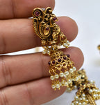Peacock Side Pendant necklace with earrings (20")
