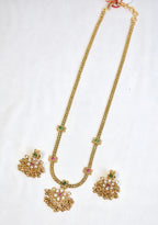 Floral Design Necklace with earrings Gold Plated (20")