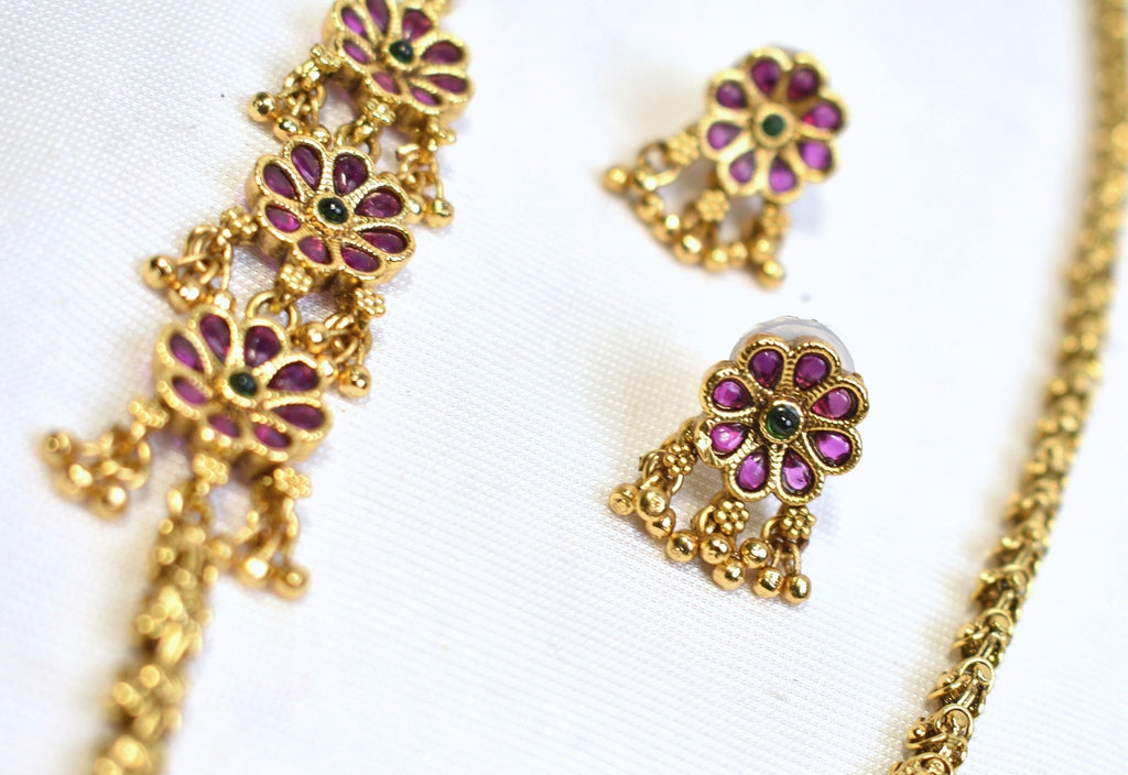 Side Pendant Floral 1 necklace set (18-20')