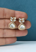 Crystal Teardrop Floral Stud Earrings