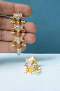 Jadau-Style Long Earrings with Pearl Detailing
