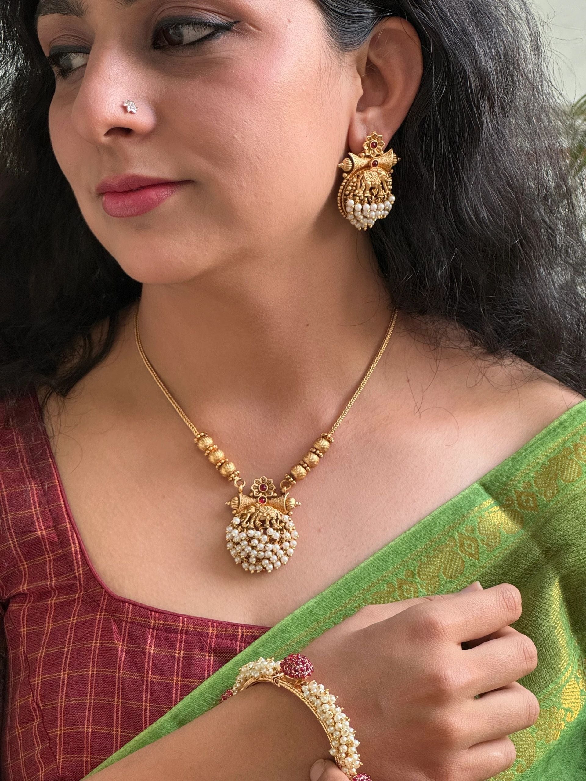 Elephant Necklace with earrings