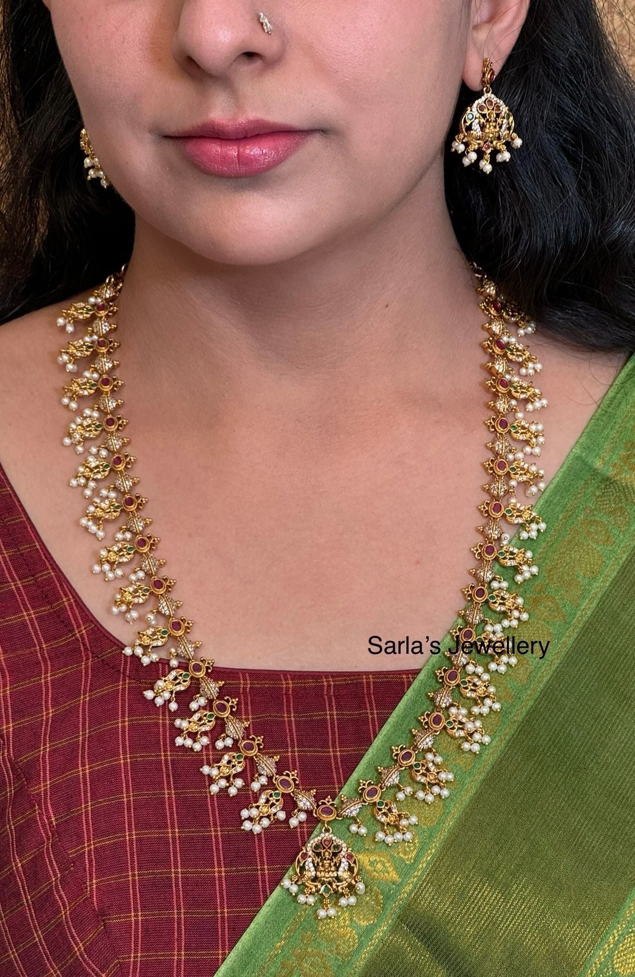 Kemp stone long necklace with earrings