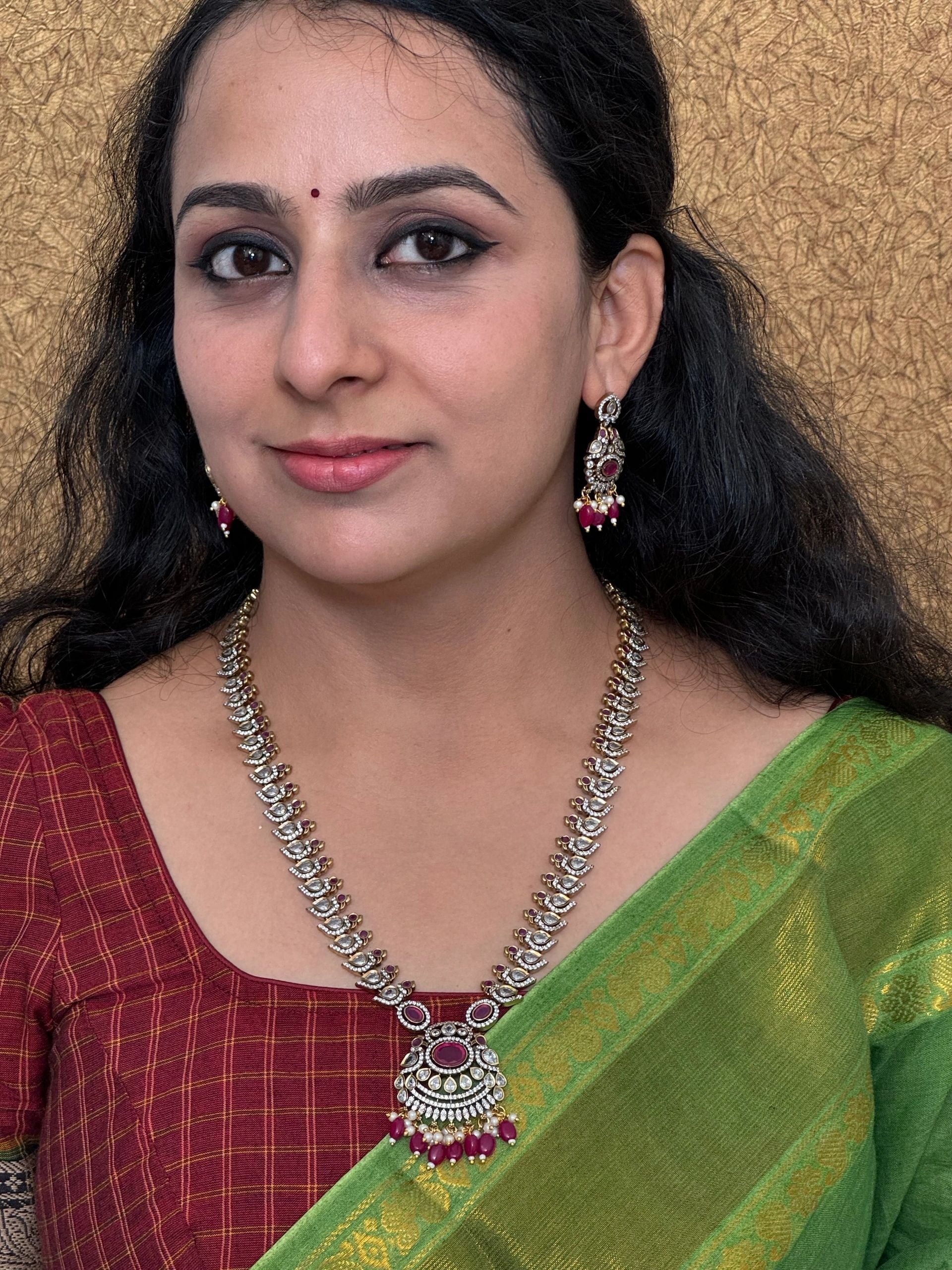 Long Kundan AD necklace ruby