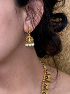Gold plated necklace with jhumka