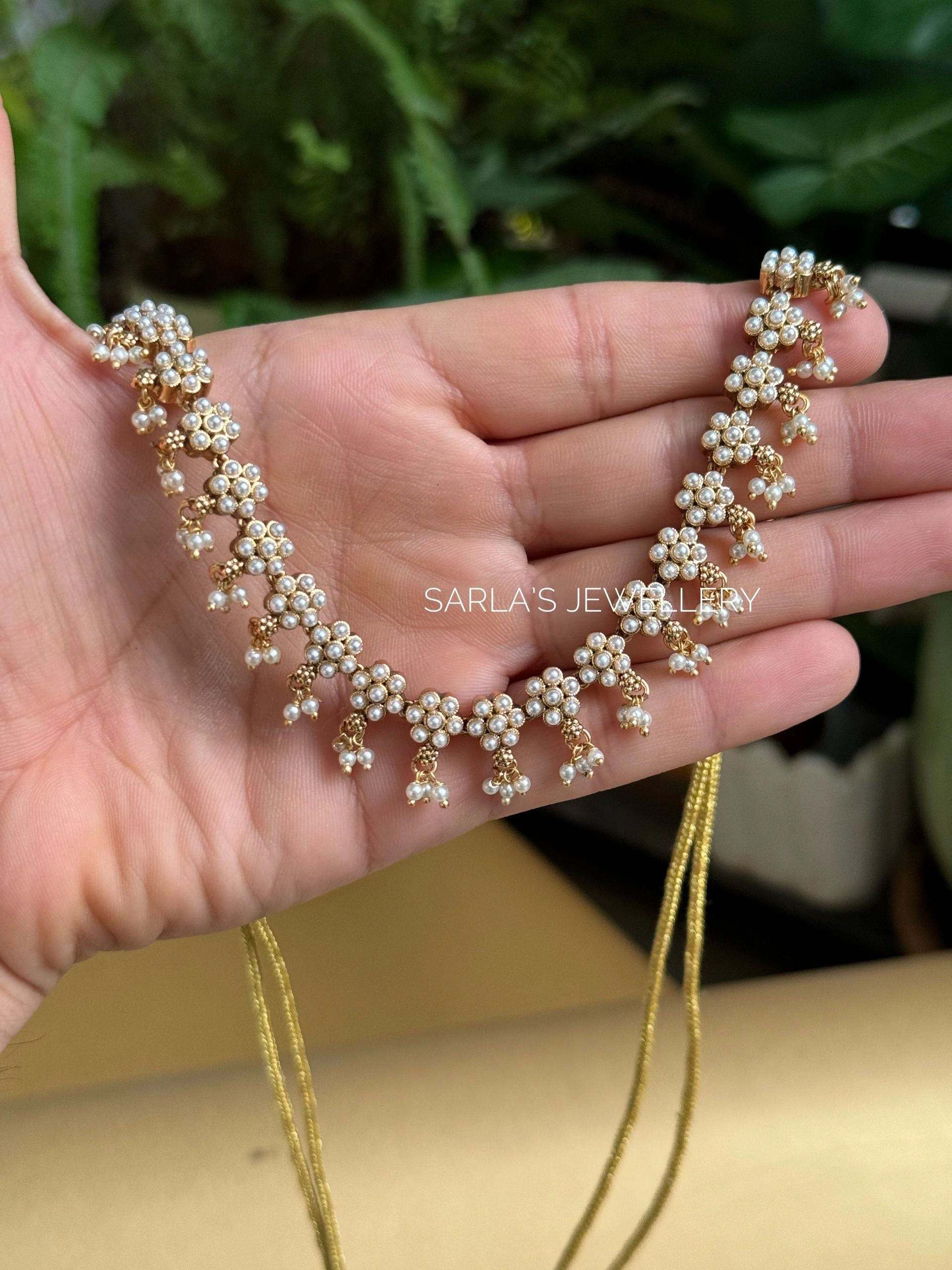 Kudi Gold plated Moti necklace with jhumkas