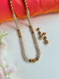 Pearl Gajra long necklace with earrings