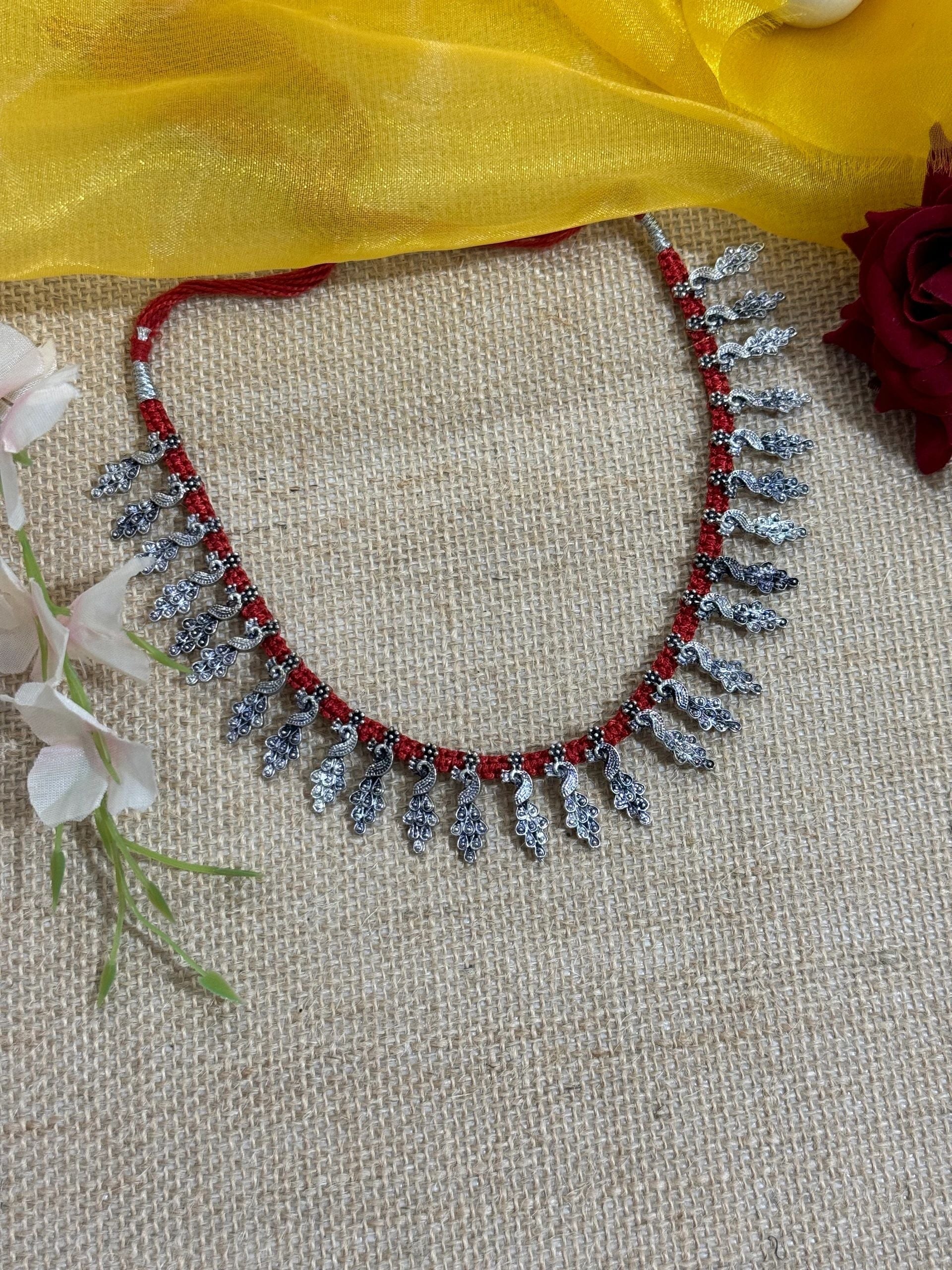 Peacock Oxidised Necklace