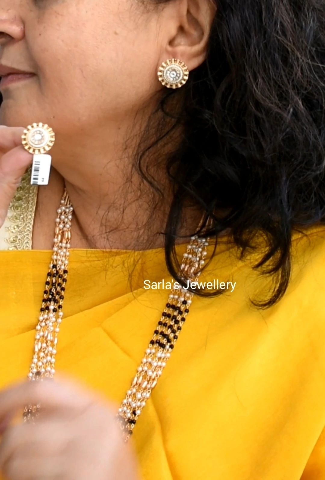 Long modern mangalsutra with earrings