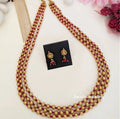 3 layered gold plated mala with earrings