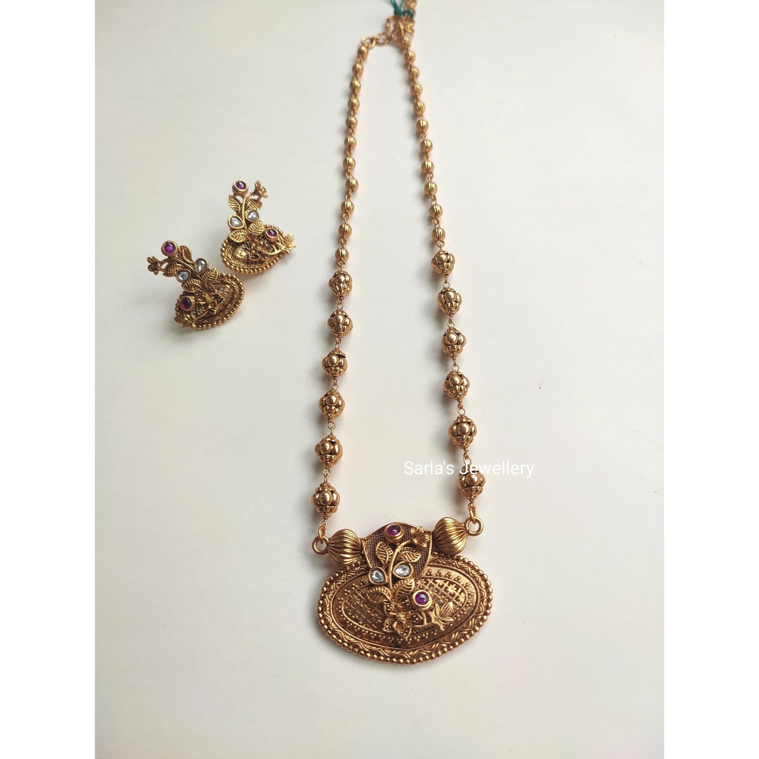 Matar Mala beads Necklace with earrings
