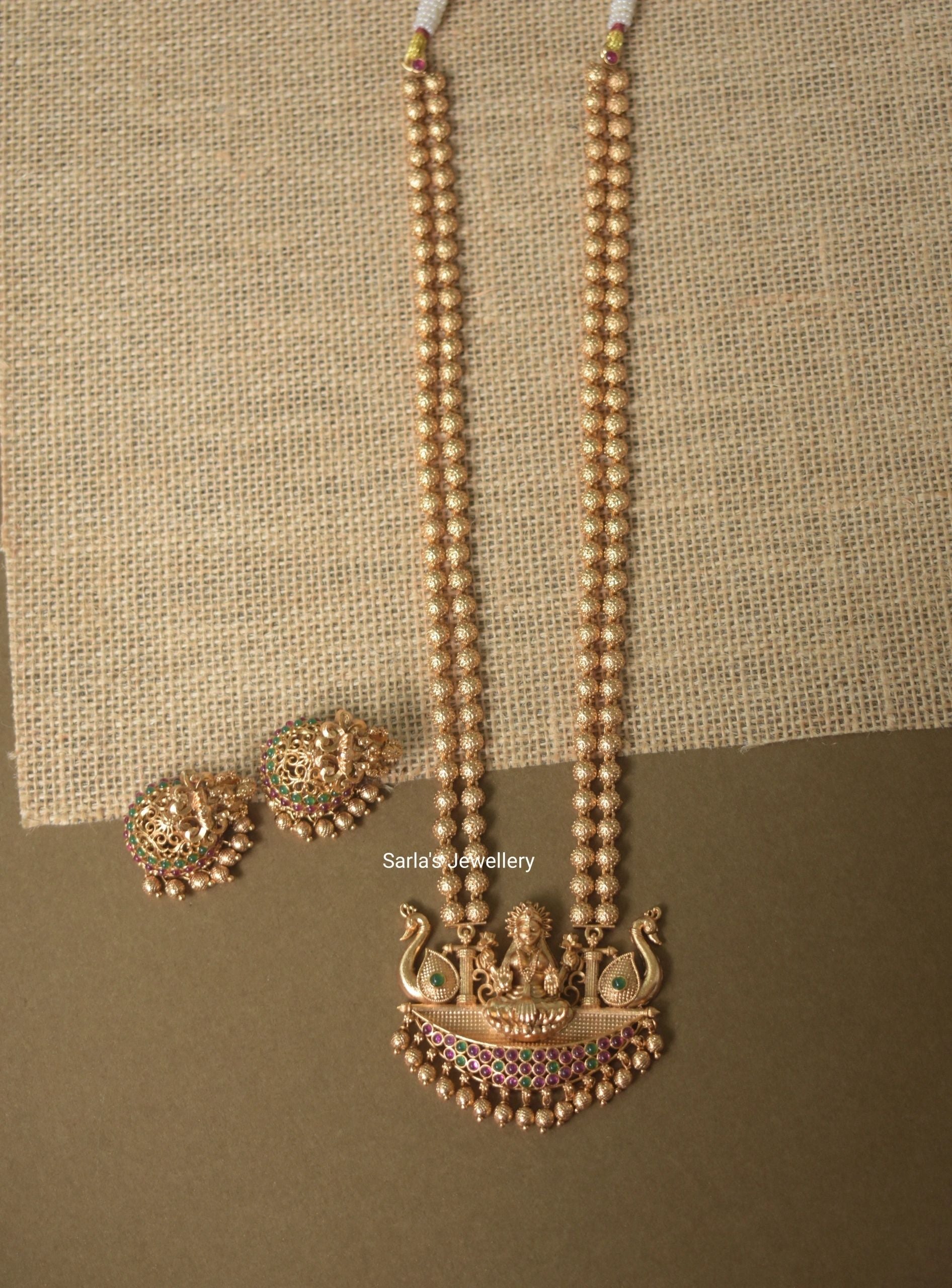 Gold Plated 2 layer Laxmi necklace with earrings