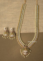Gold Plated long Laxmi Necklace with earrings