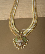 Gold Plated long Laxmi Necklace with earrings