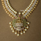 Gold Plated long Laxmi Necklace with earrings