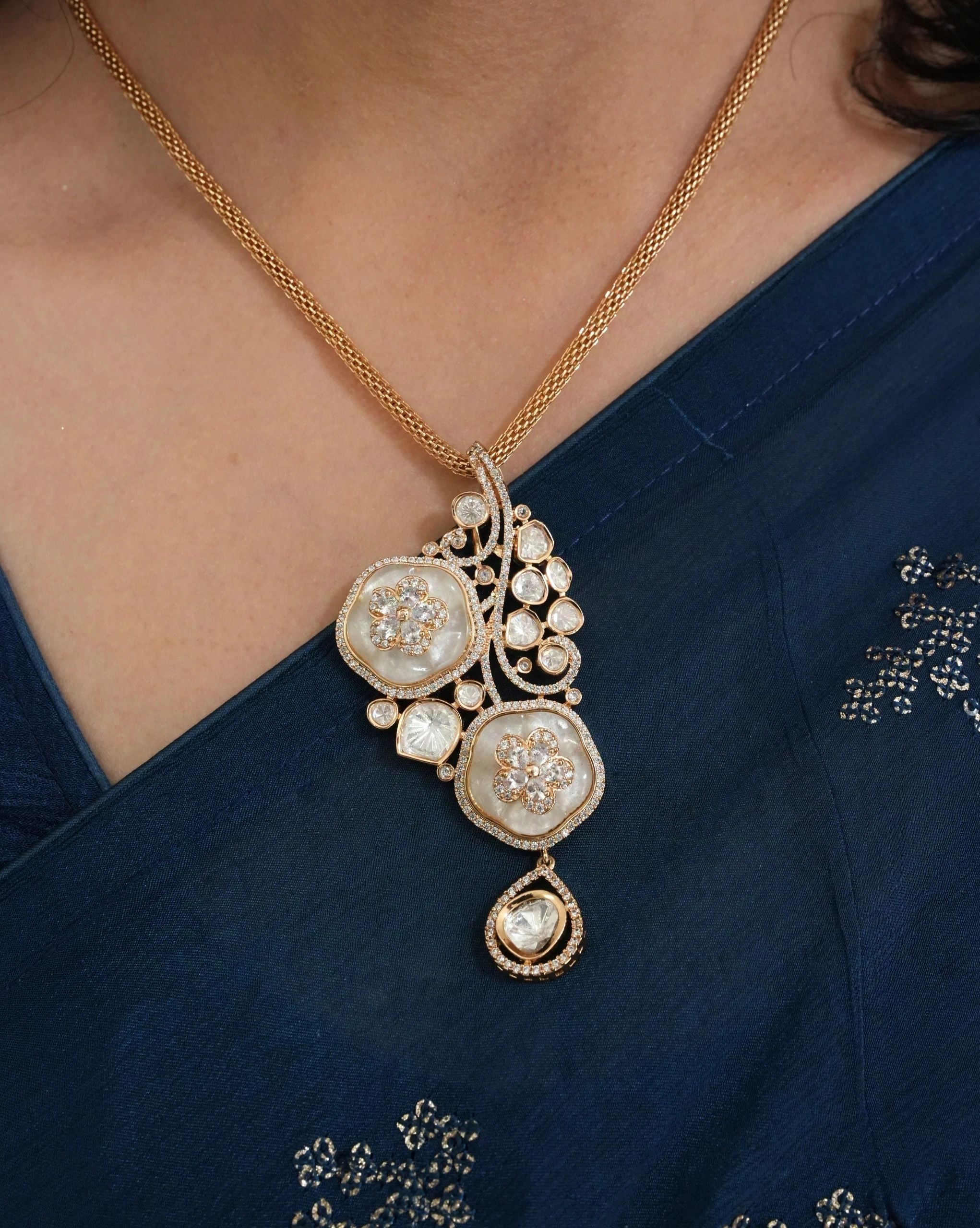 Mop Kundan Necklace set